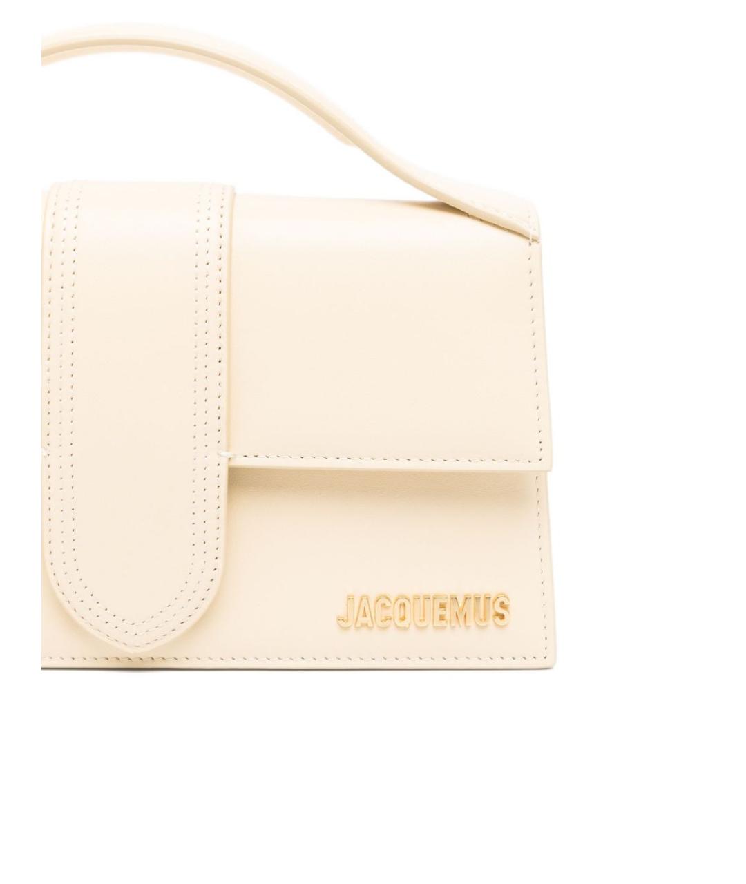 JACQUEMUS Белая кожаная сумка через плечо, фото 5