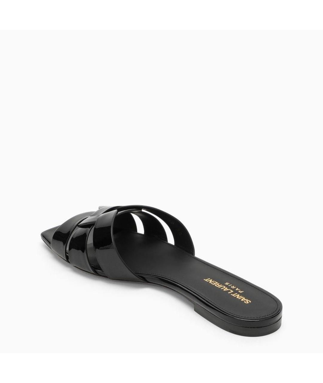 SAINT LAURENT Черные кожаные шлепанцы, фото 4