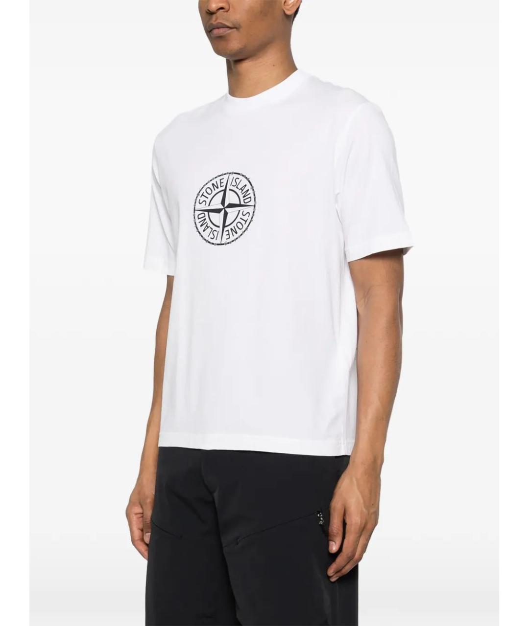 STONE ISLAND Белая хлопковая футболка, фото 3