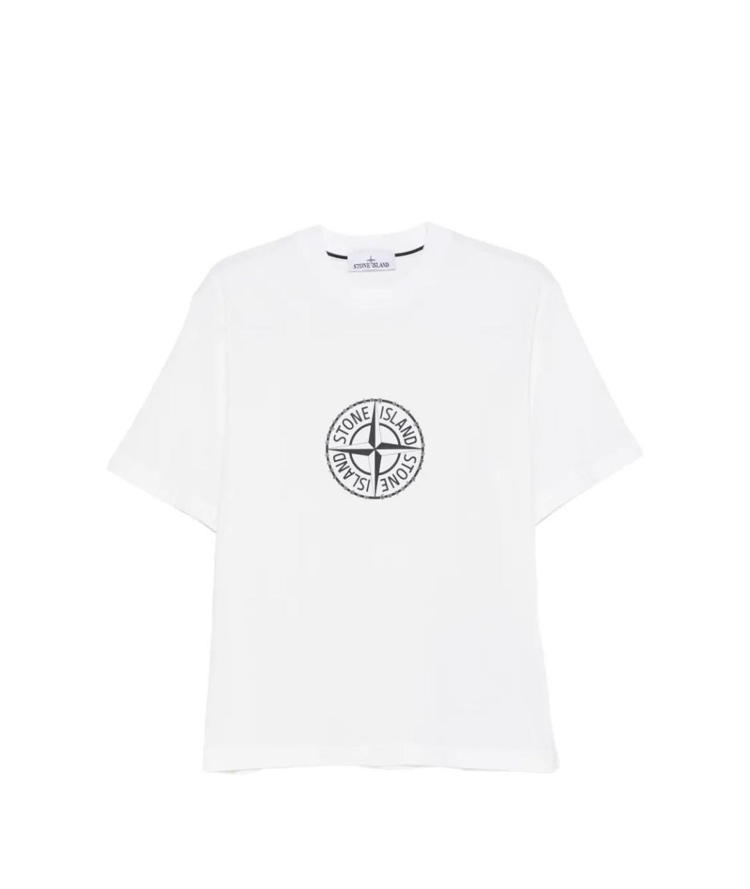 STONE ISLAND Белая хлопковая футболка, фото 1