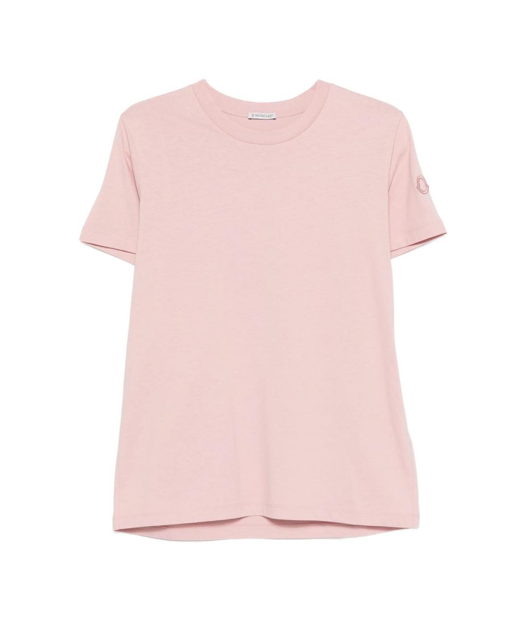 MONCLER Розовая хлопковая футболка, фото 1