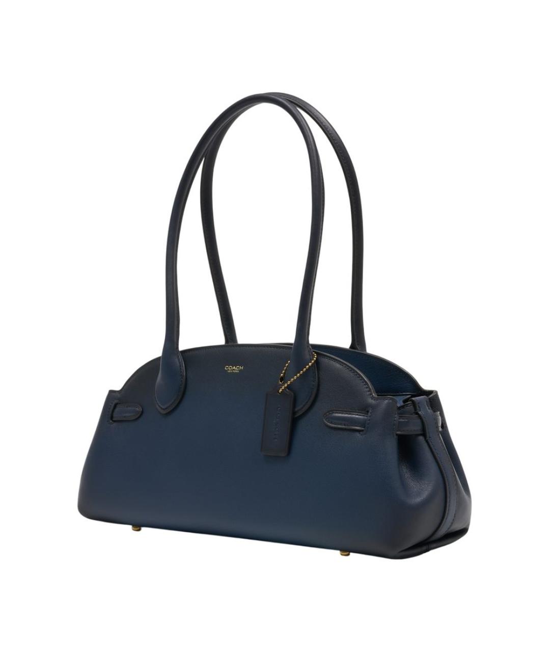 COACH Синяя кожаная сумка с короткими ручками, фото 2