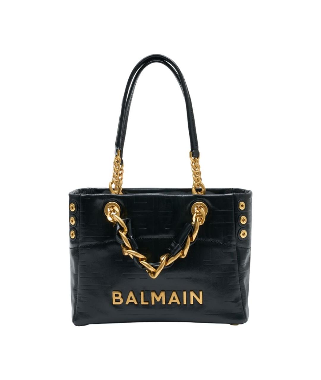 BALMAIN Черная кожаная сумка тоут, фото 1