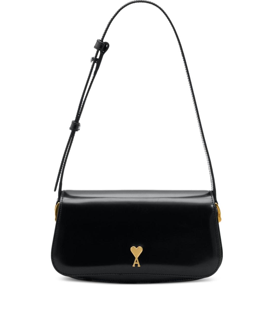 Ami Paris Черная кожаная сумка через плечо, фото 1