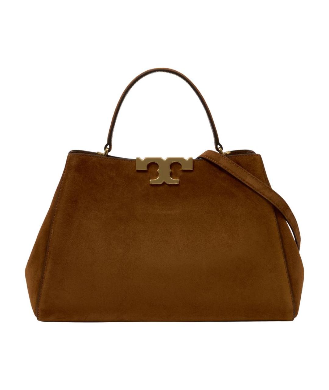 TORY BURCH Коричневая кожаная сумка с короткими ручками, фото 1