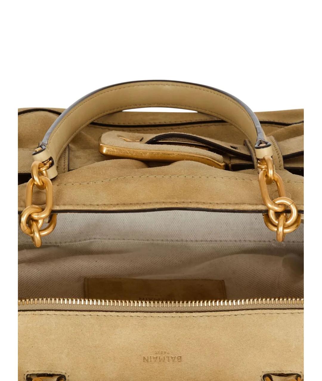 BALMAIN Бежевая кожаная сумка через плечо, фото 4
