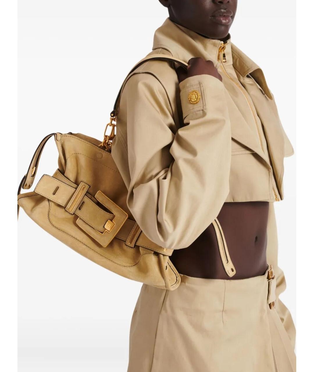 BALMAIN Бежевая кожаная сумка через плечо, фото 2