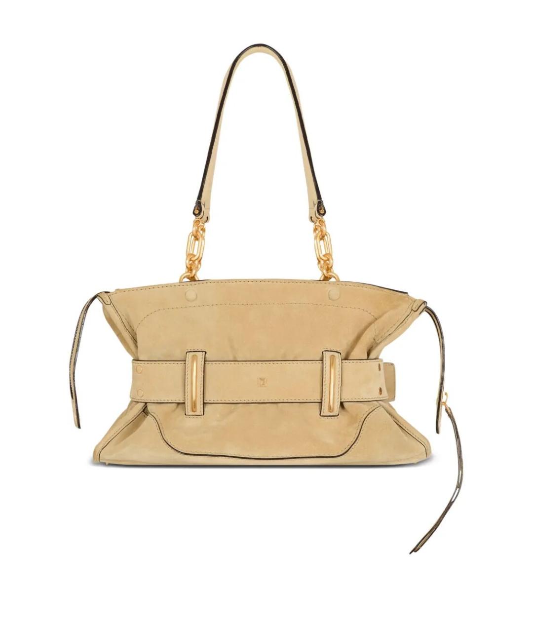 BALMAIN Бежевая кожаная сумка через плечо, фото 5