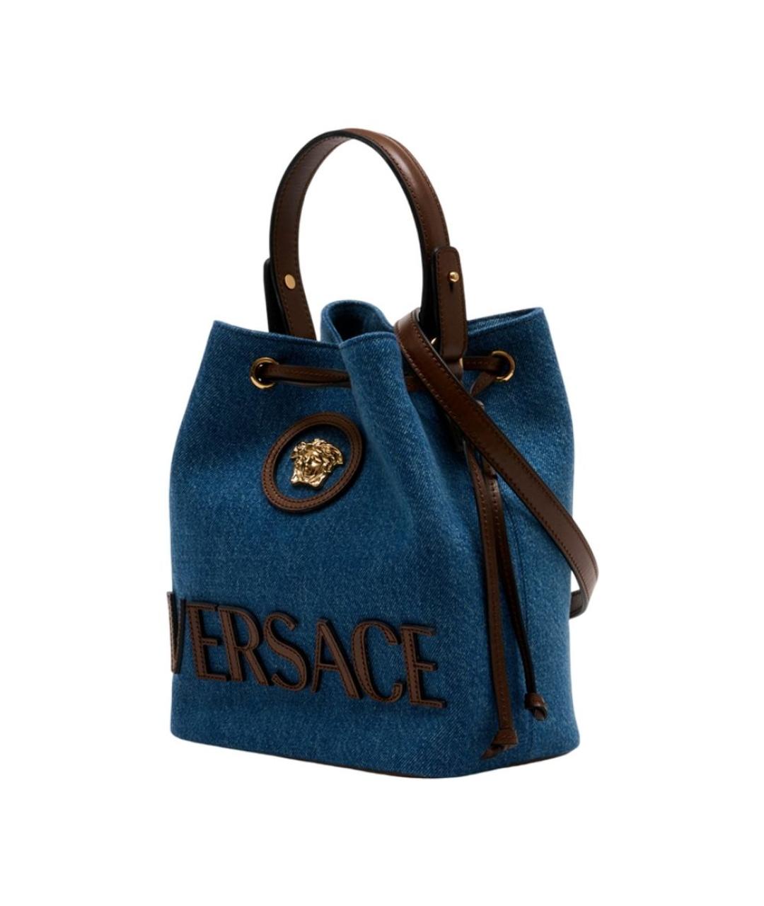 VERSACE Синяя хлопковая сумка через плечо, фото 2