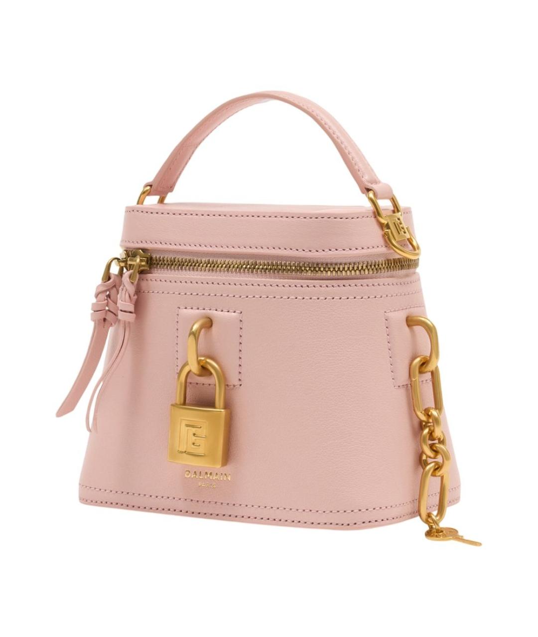BALMAIN Розовая кожаная сумка с короткими ручками, фото 2