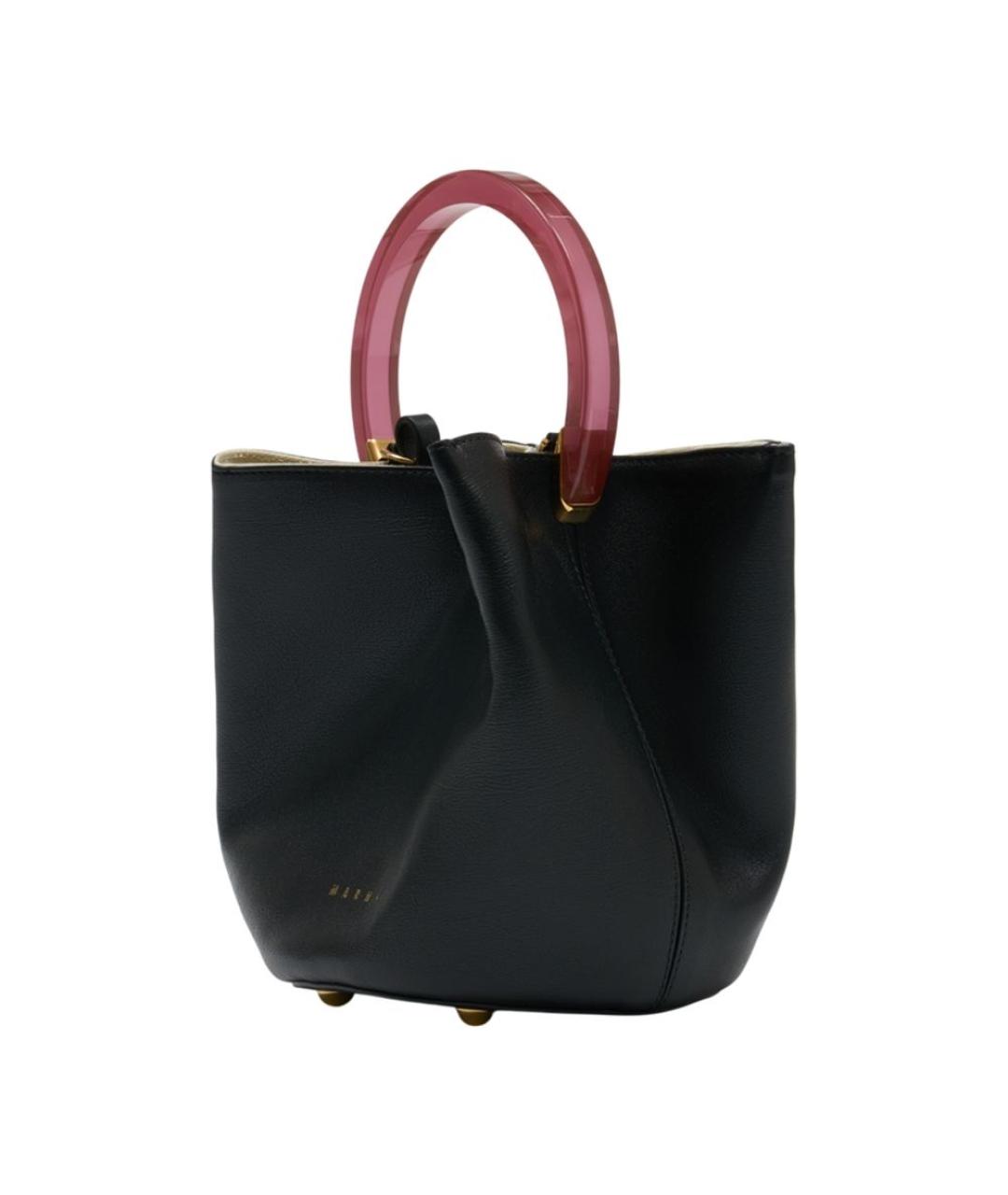 MARNI Черная кожаная сумка тоут, фото 2