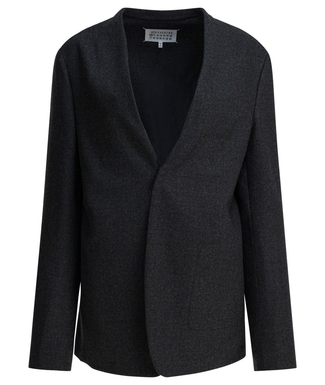 MAISON MARGIELA Антрацитовый шерстяной жакет/пиджак, фото 1