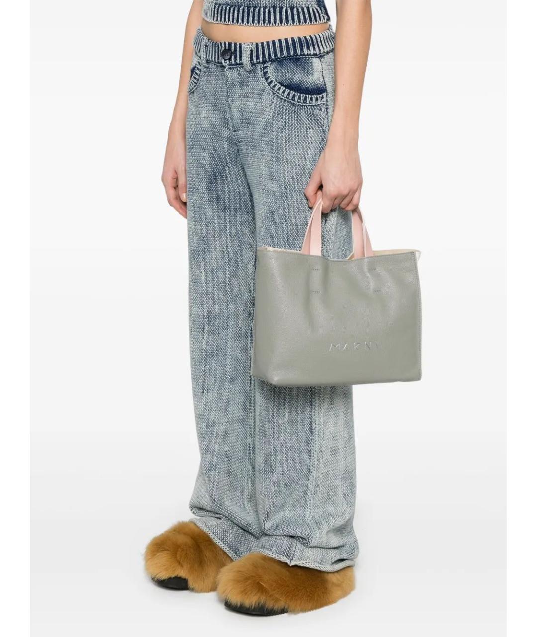 MARNI Серая кожаная сумка тоут, фото 2