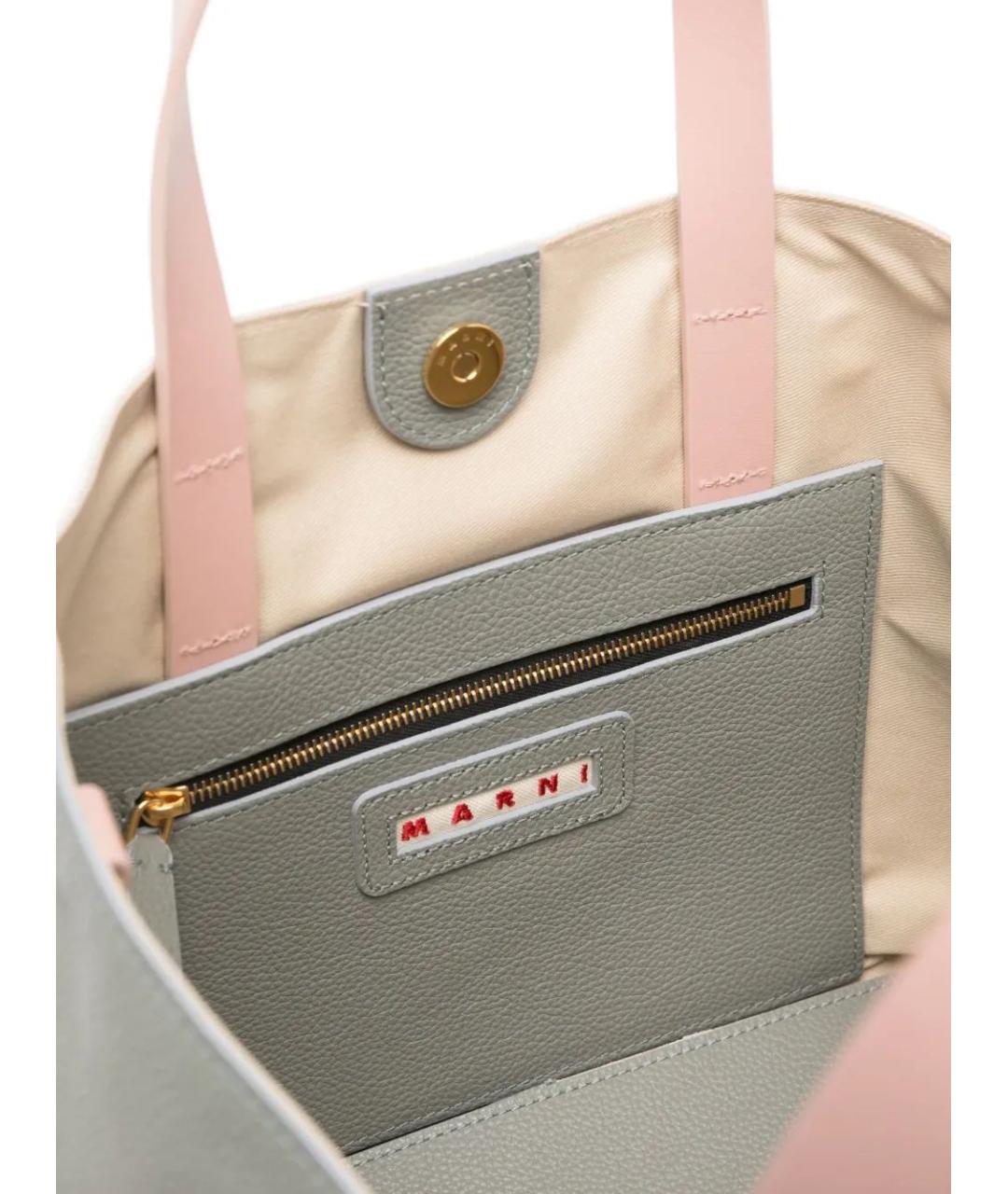 MARNI Серая кожаная сумка тоут, фото 5
