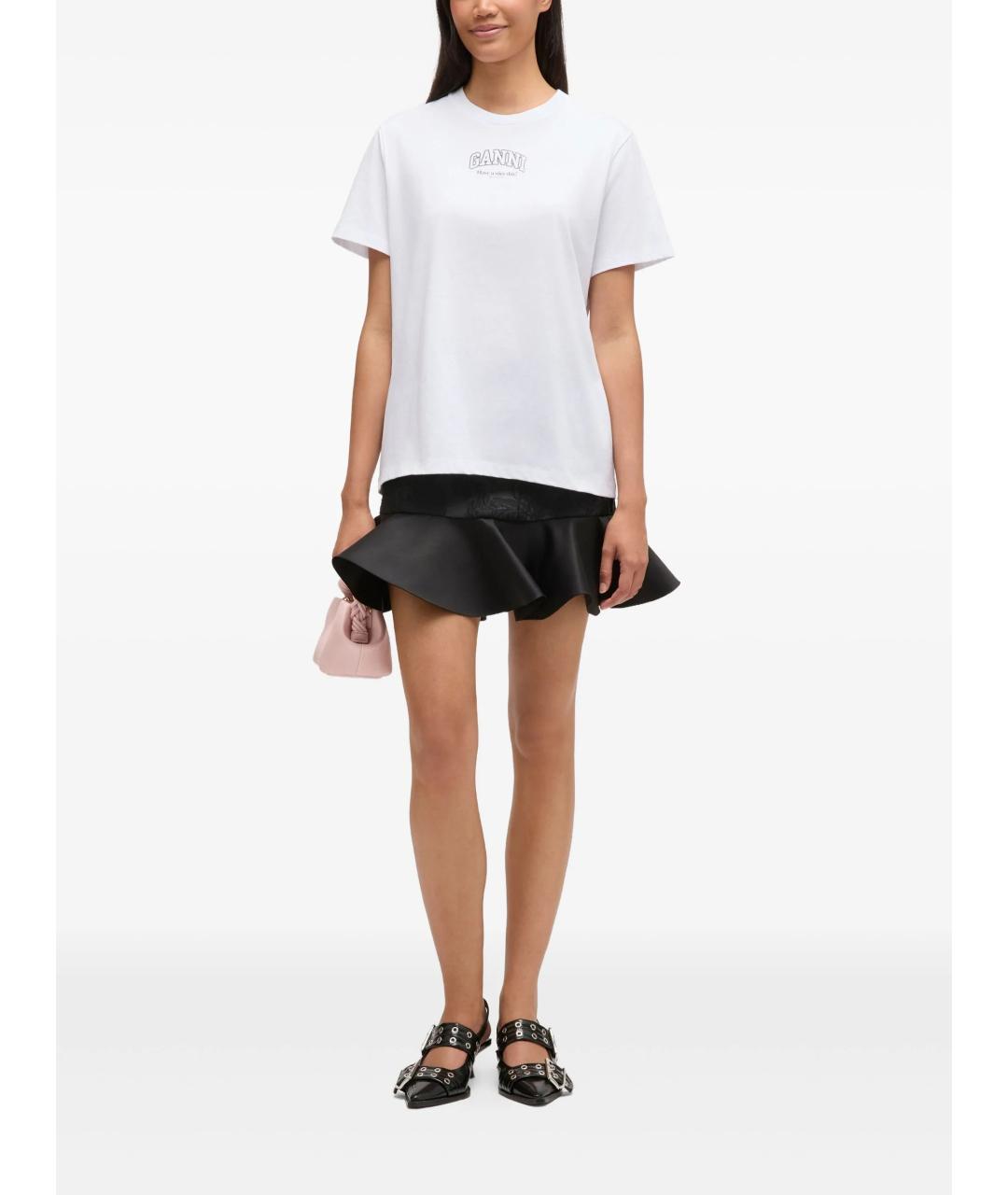 GANNI Белая хлопковая футболка, фото 2
