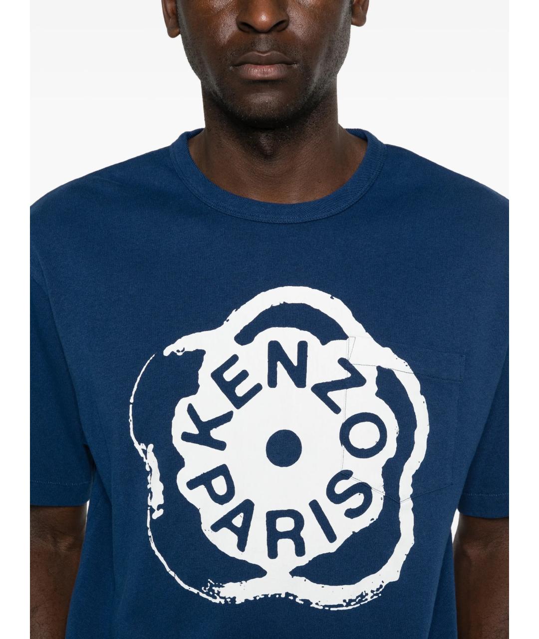 KENZO Синяя хлопковая футболка, фото 5