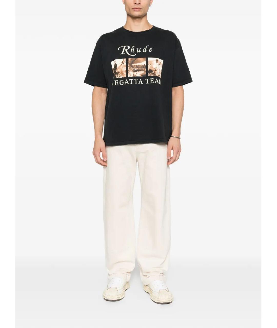 RHUDE Черная хлопковая футболка, фото 2