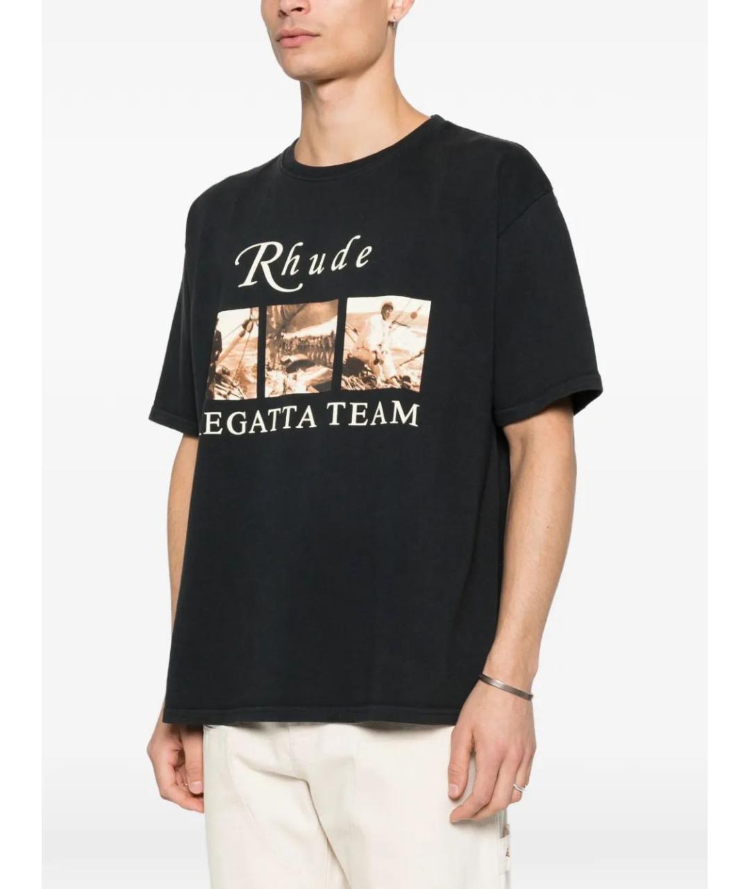 RHUDE Черная хлопковая футболка, фото 3