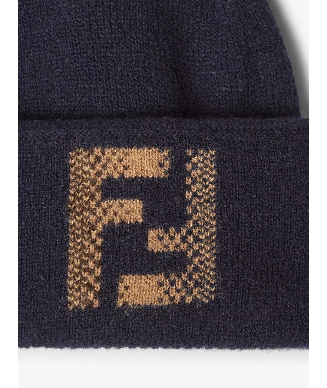 FENDI Синяя шерстяная шапка, фото 3