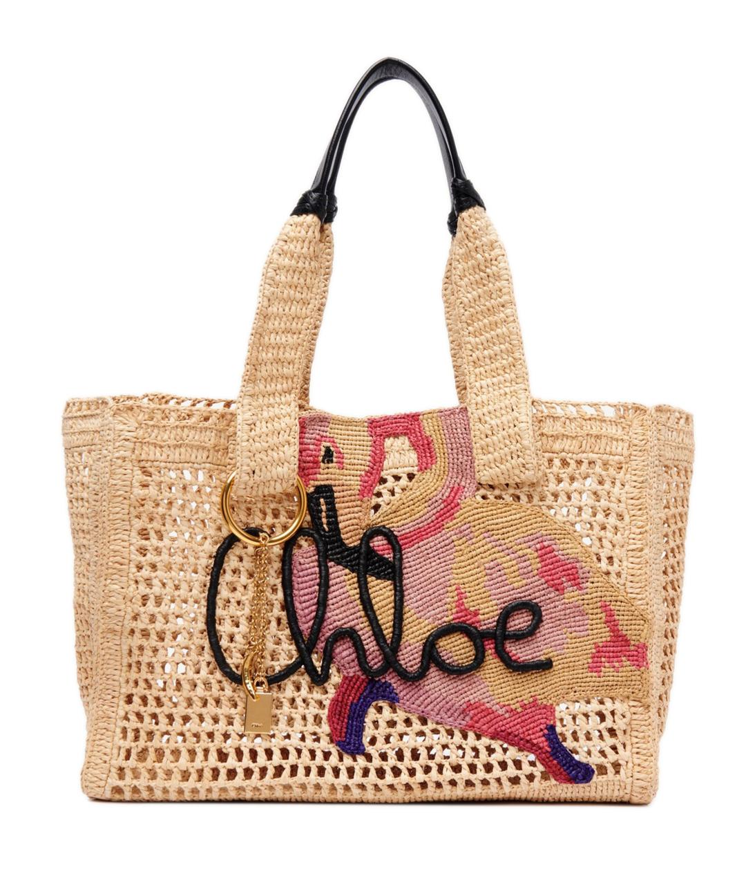 CHLOE Бежевая пелетеная сумка тоут, фото 1