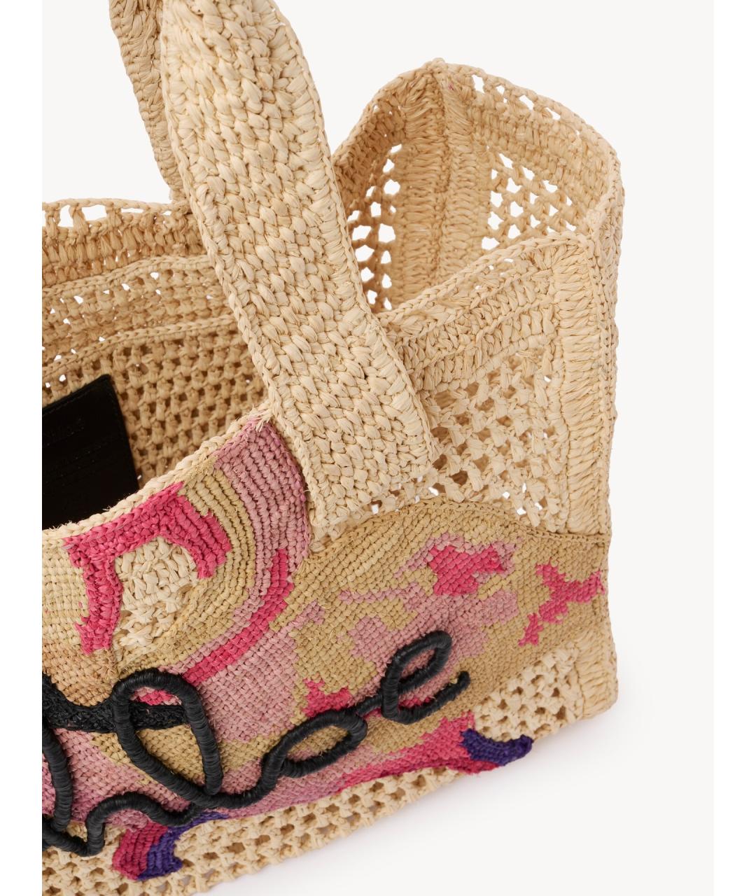 CHLOE Бежевая пелетеная сумка тоут, фото 5