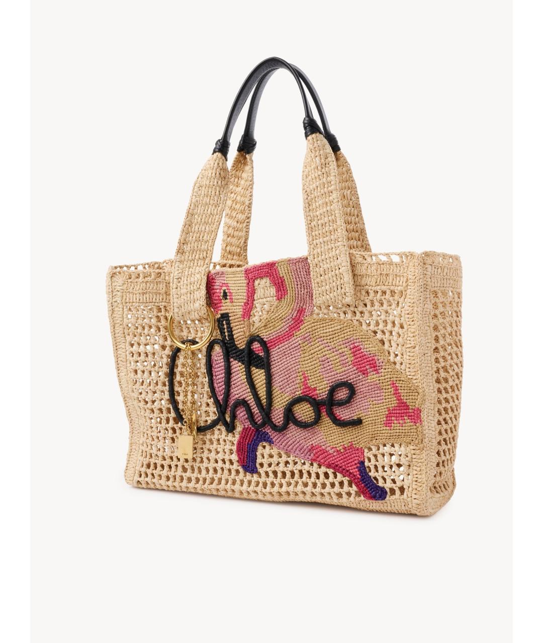 CHLOE Бежевая пелетеная сумка тоут, фото 3