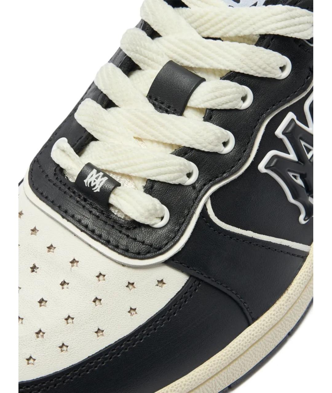 AMIRI Черные кожаные низкие кроссовки / кеды, фото 4