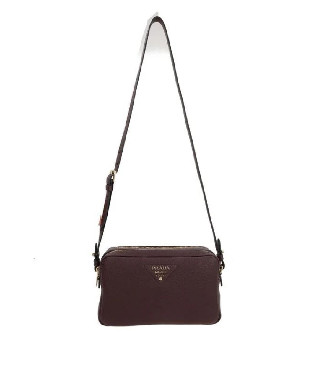 PRADA Бордовая кожаная сумка через плечо, фото 1