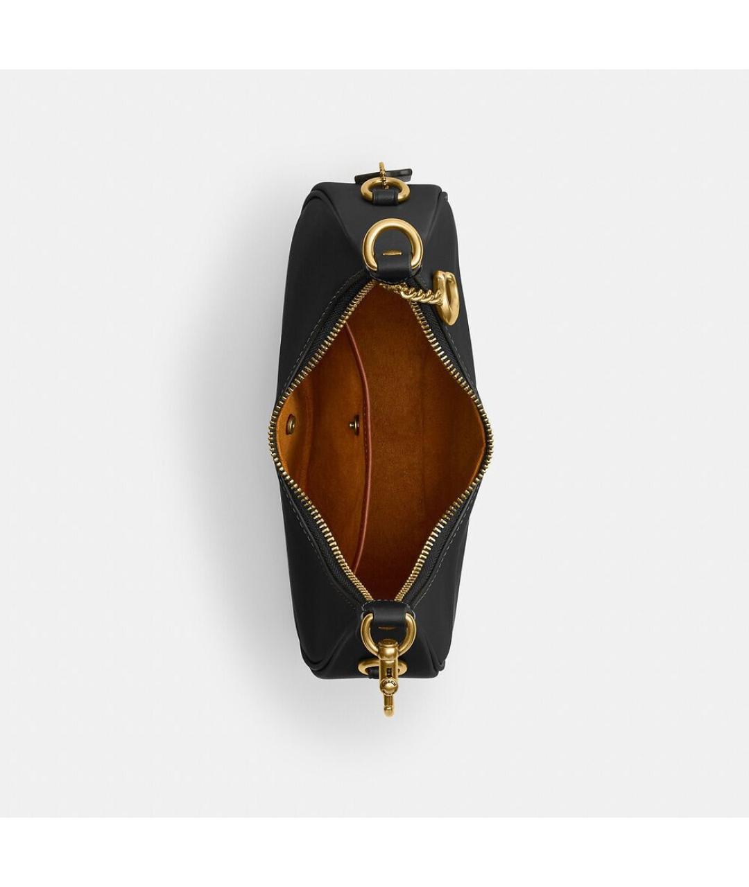 COACH Черная кожаная сумка с короткими ручками, фото 3