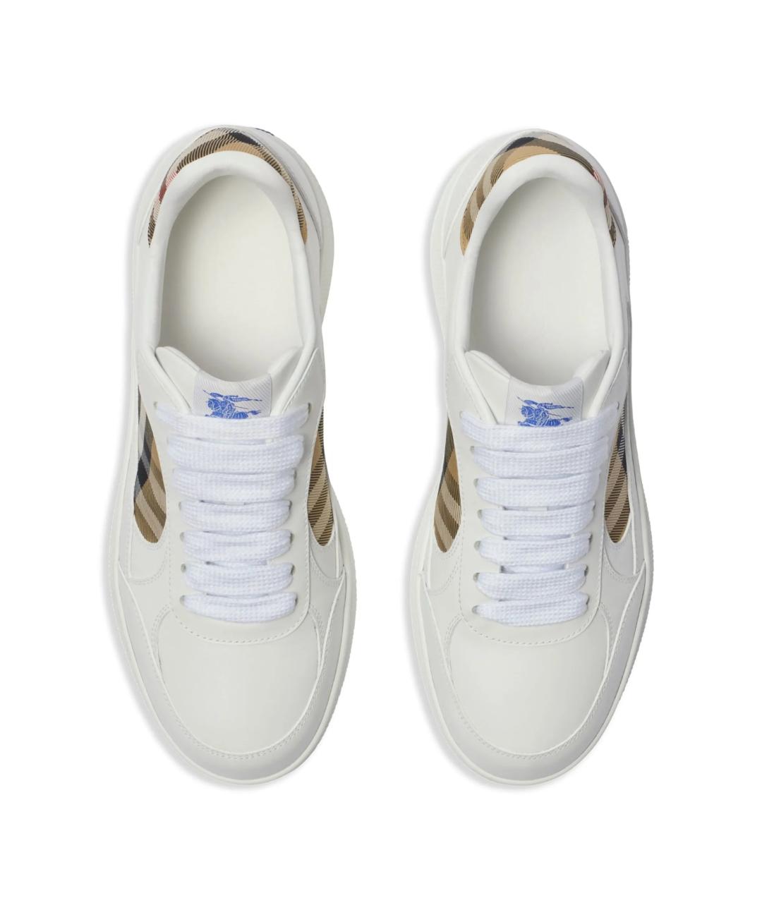 BURBERRY Белые кожаные низкие кроссовки / кеды, фото 4