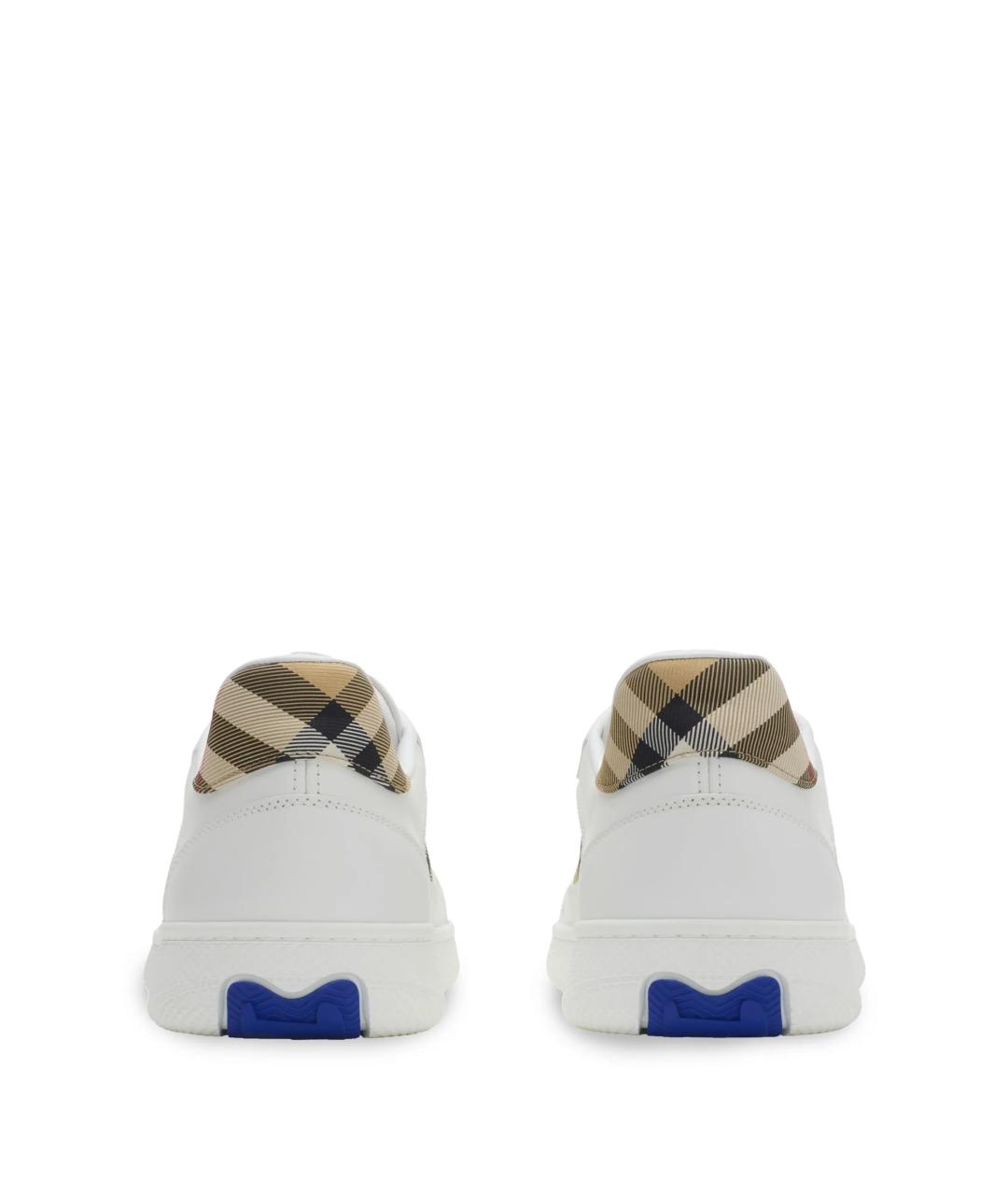 BURBERRY Белые кожаные низкие кроссовки / кеды, фото 5