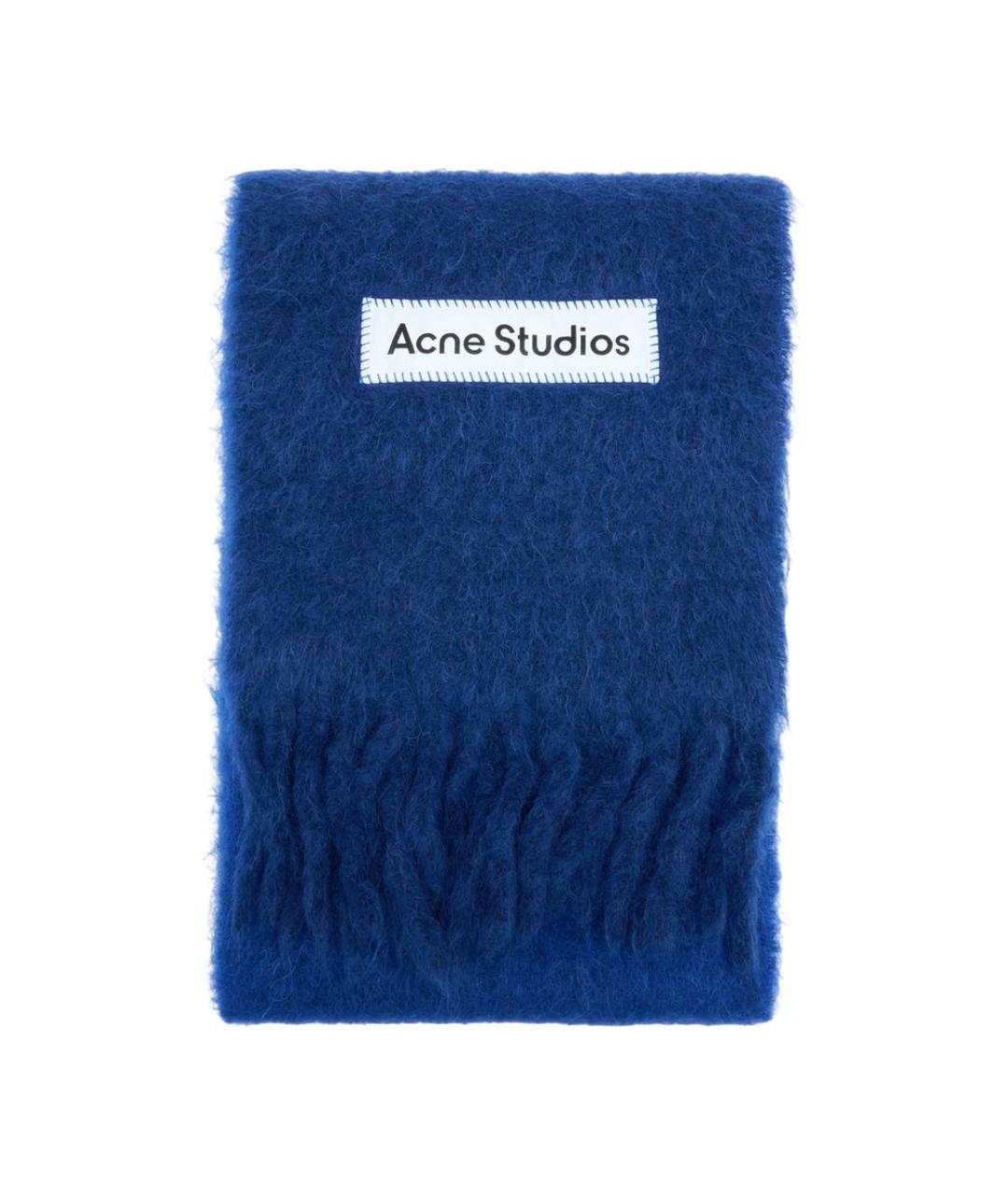 ACNE STUDIOS Синий шерстяной шарф, фото 1