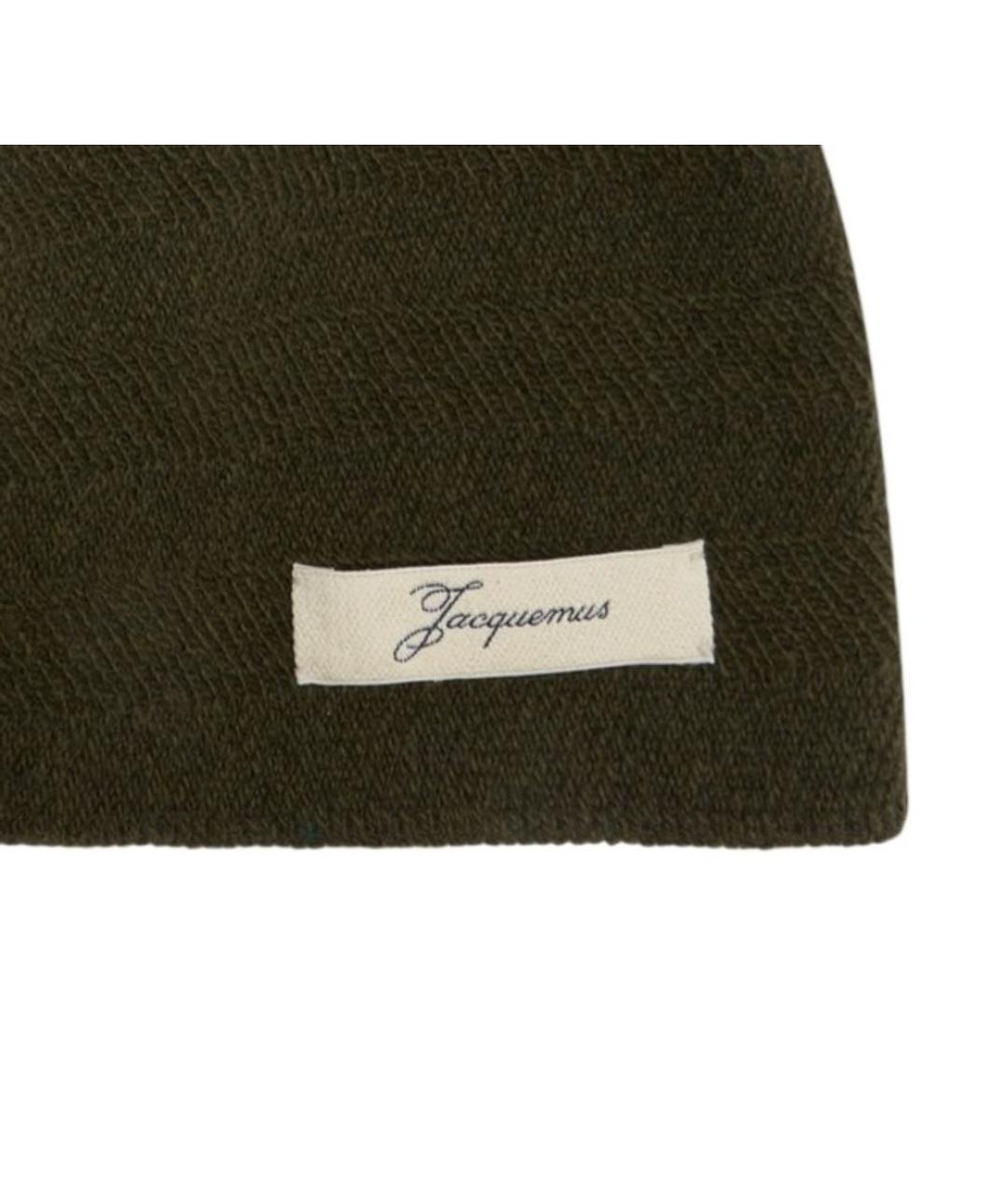 JACQUEMUS Хаки шерстяная шапка, фото 2