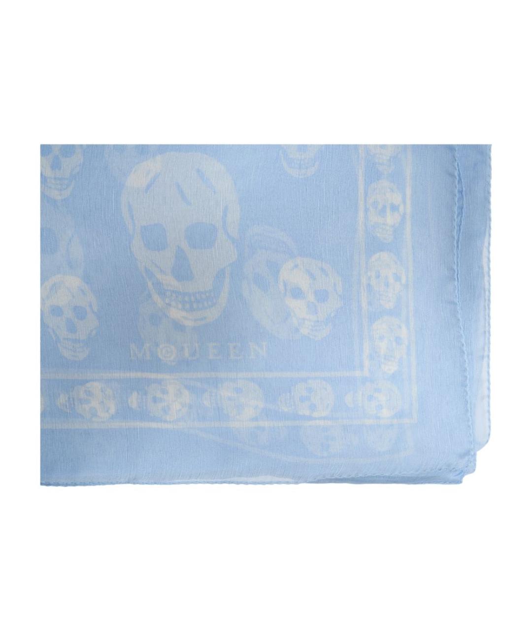 ALEXANDER MCQUEEN Синий шелковый шарф, фото 2