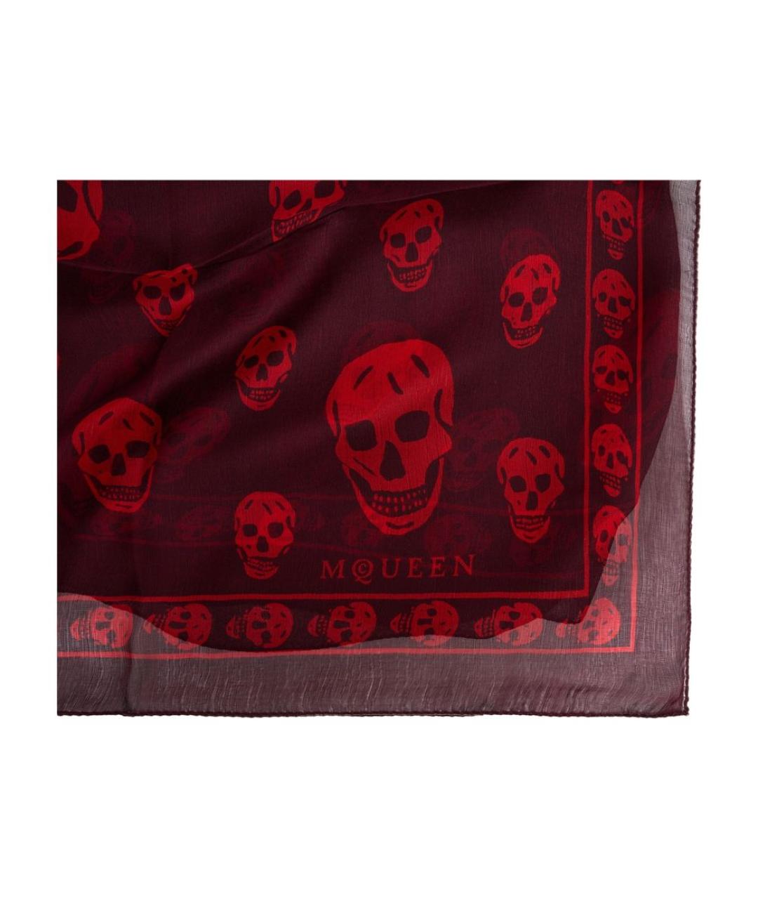 ALEXANDER MCQUEEN Бордовый шелковый шарф, фото 2