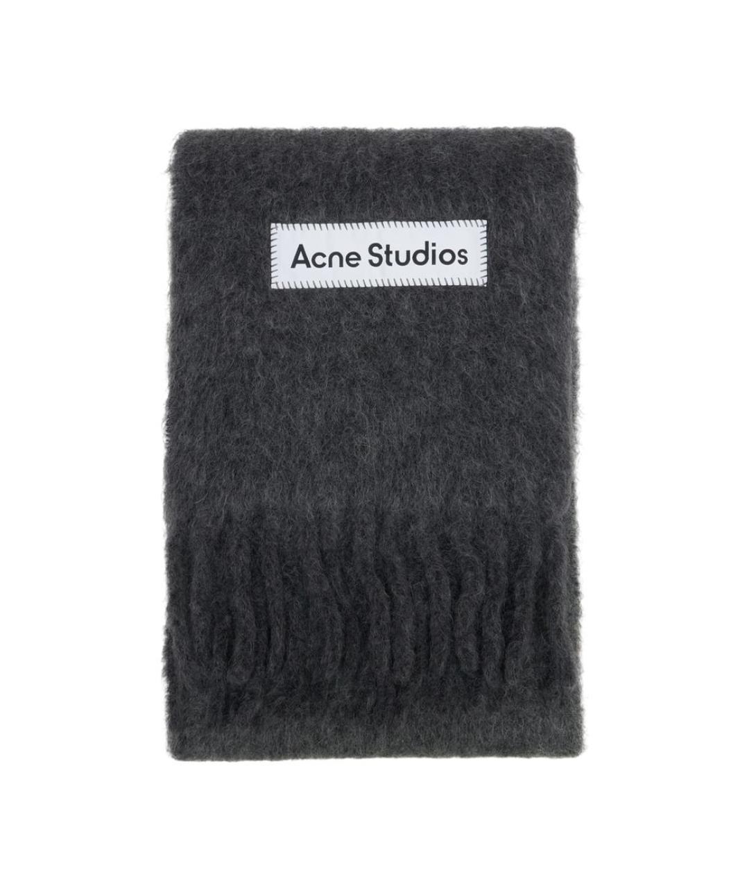 ACNE STUDIOS Серый шерстяной шарф, фото 3