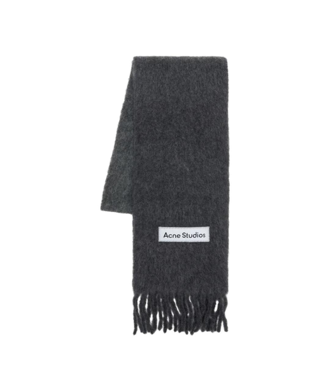 ACNE STUDIOS Серый шерстяной шарф, фото 2