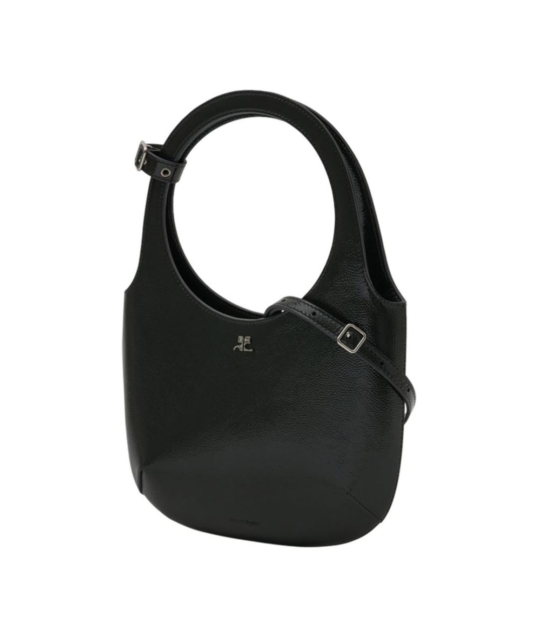 COURREGES Черная кожаная сумка с короткими ручками, фото 2