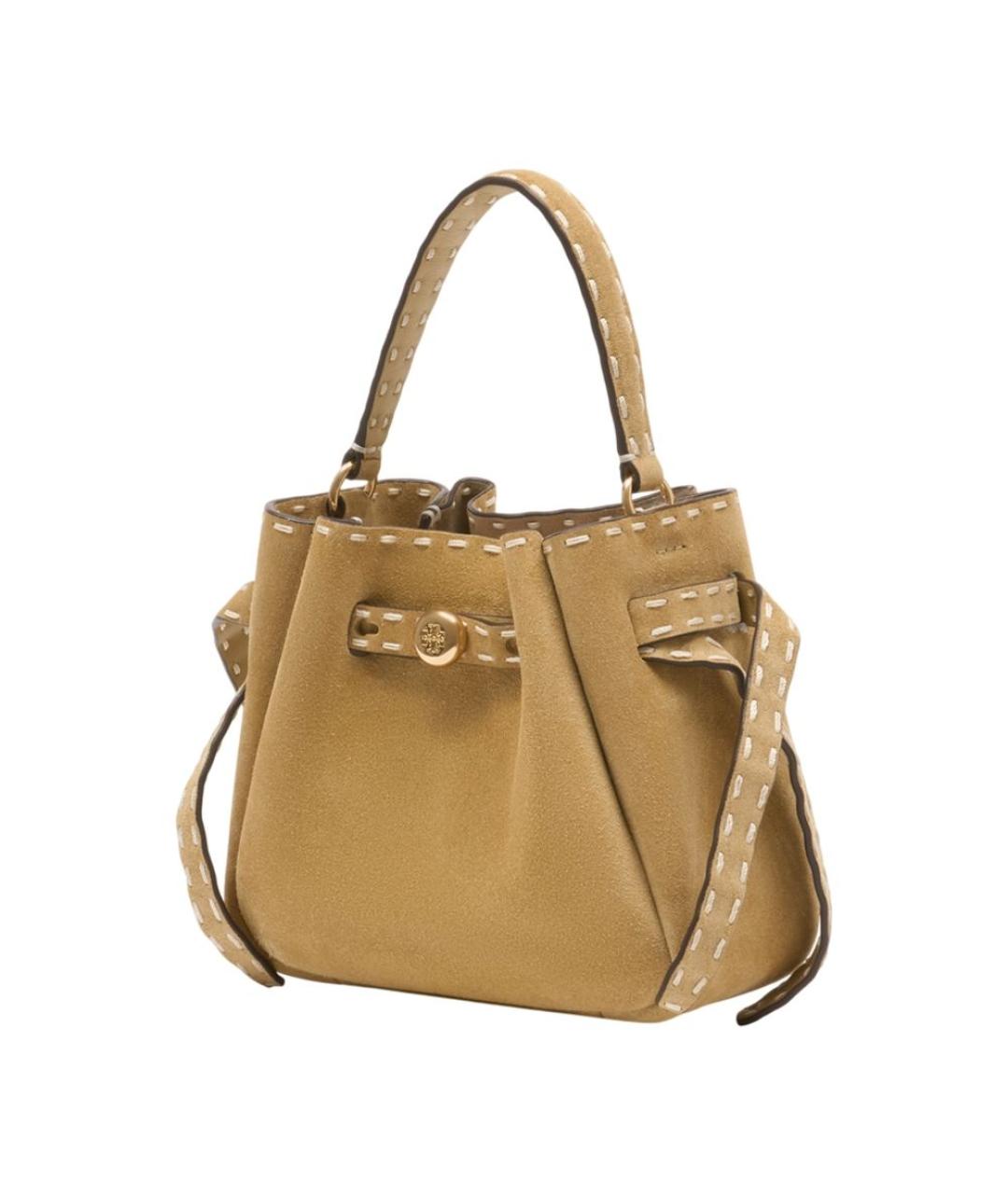 TORY BURCH Бежевая замшевая сумка с короткими ручками, фото 2