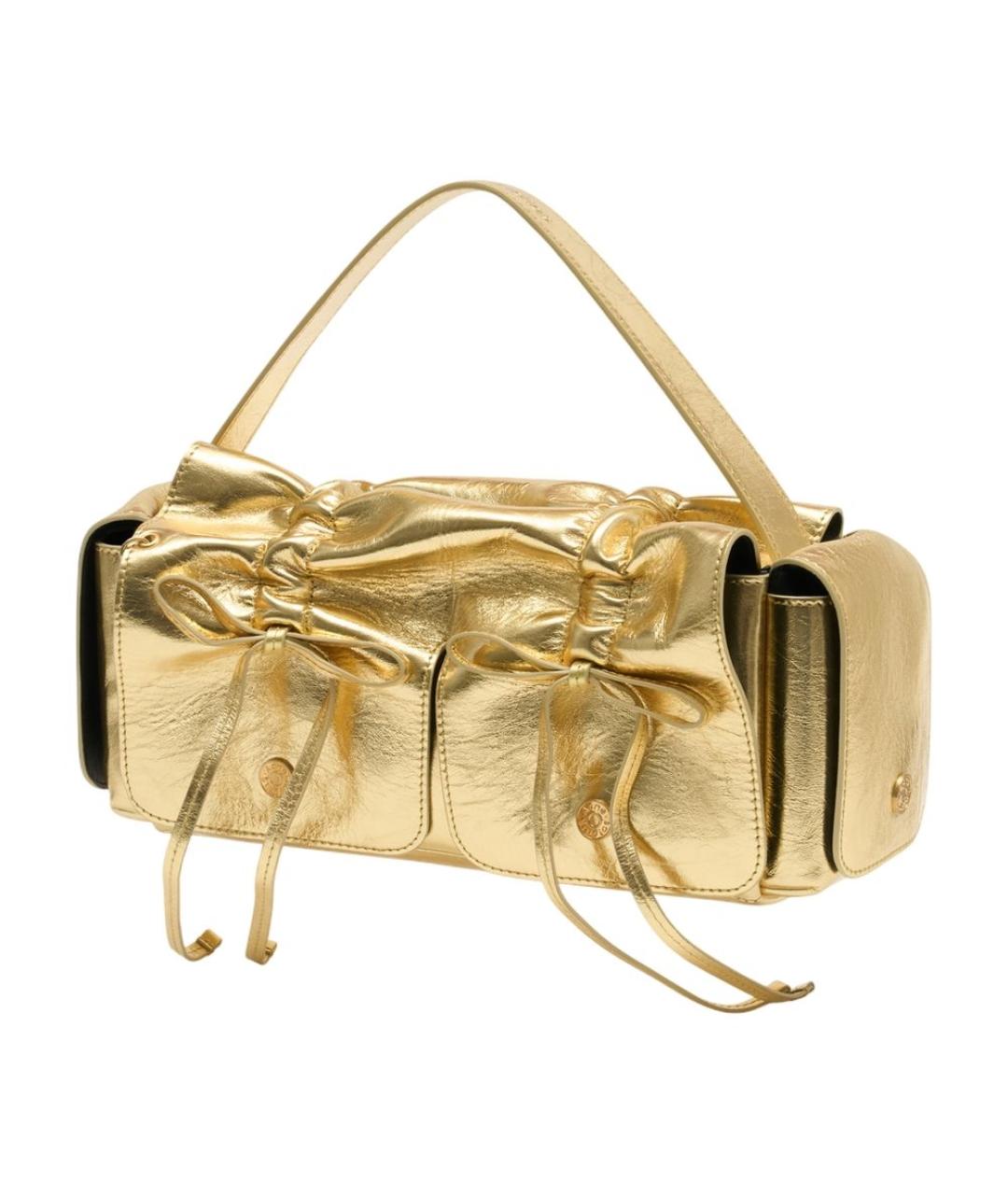 ACNE STUDIOS Золотая кожаная сумка через плечо, фото 2