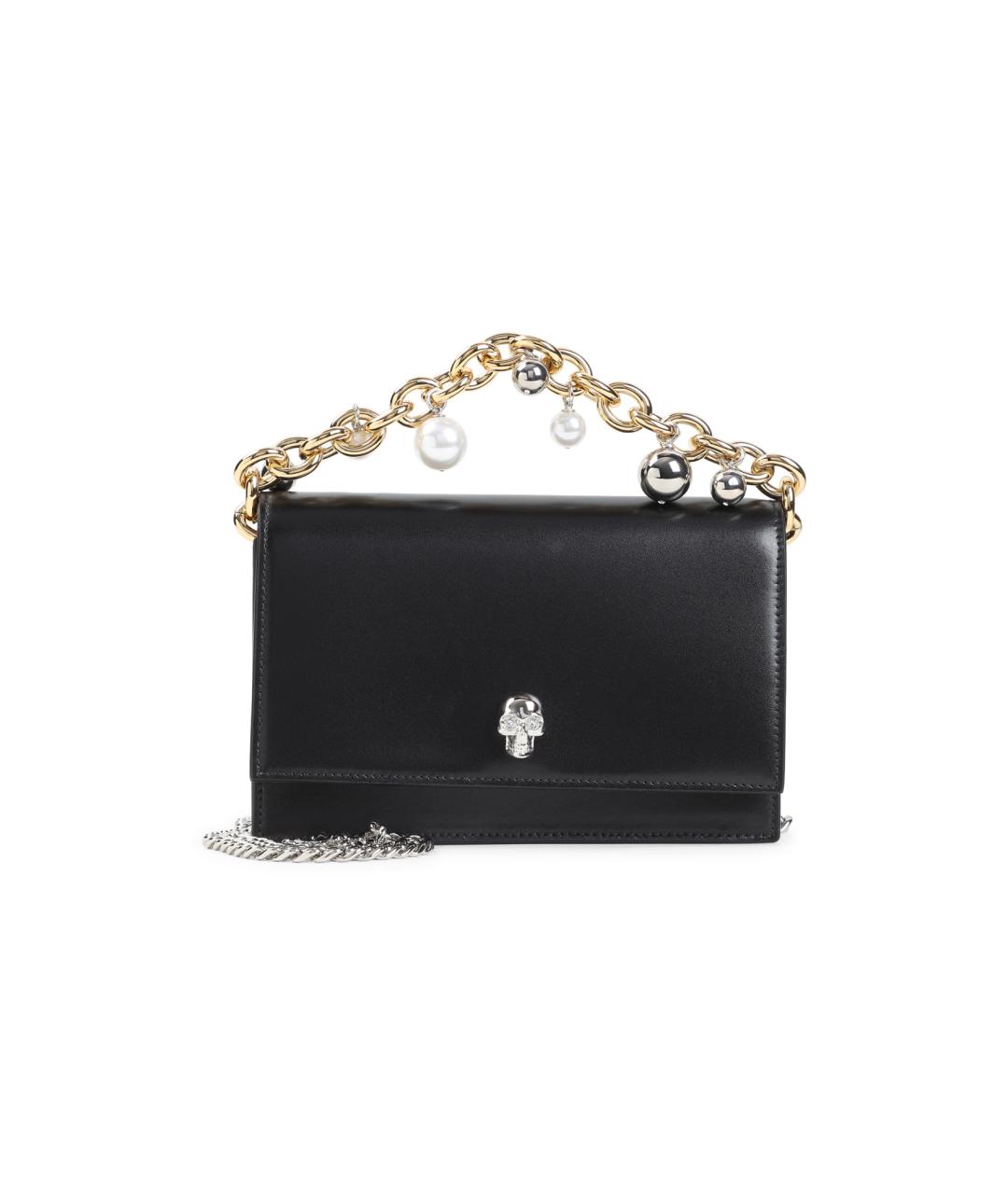 ALEXANDER MCQUEEN Черная кожаная сумка через плечо, фото 1