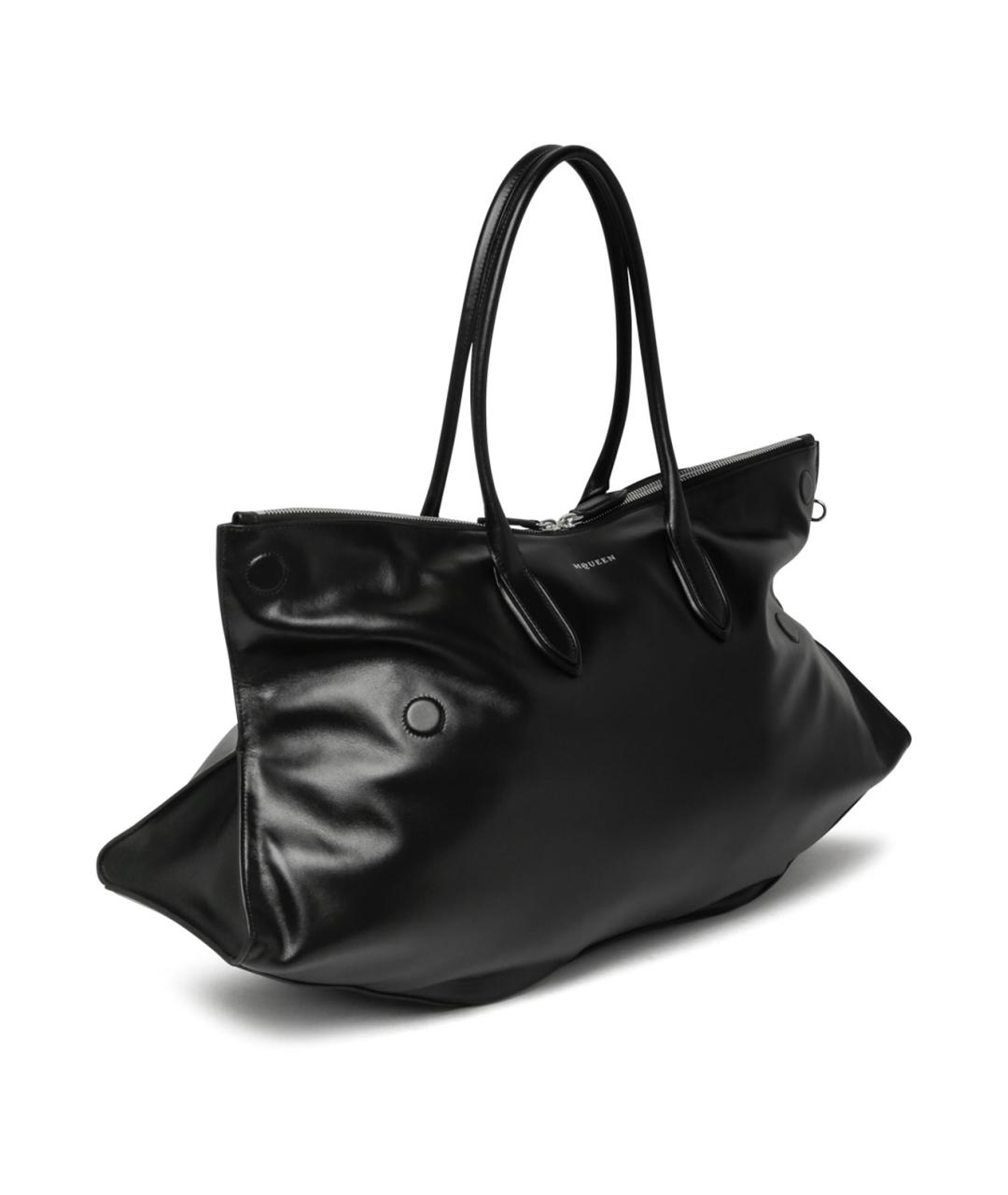 ALEXANDER MCQUEEN Черная кожаная сумка через плечо, фото 3