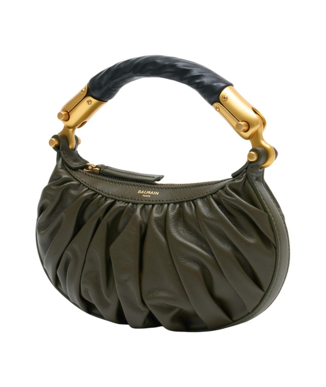 BALMAIN Зеленая кожаная сумка с короткими ручками, фото 2