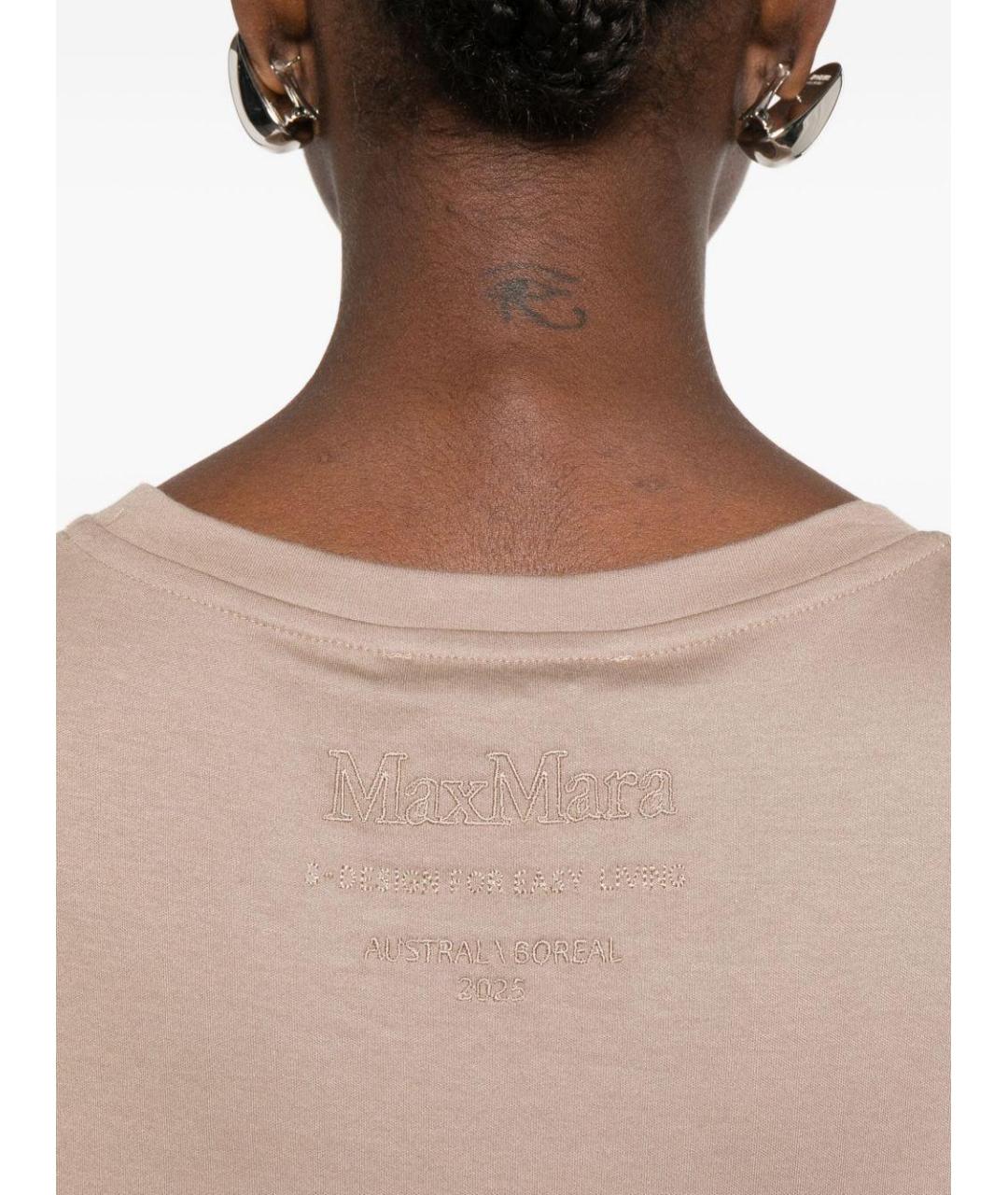 'S MAX MARA Бежевая хлопковая футболка, фото 4