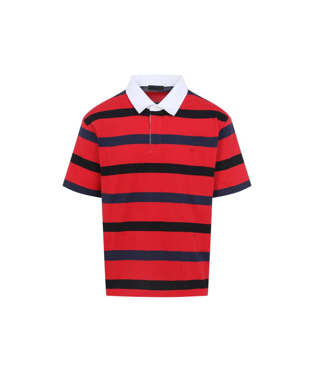 PRADA Красное хлопковое поло с коротким рукавом, фото 1