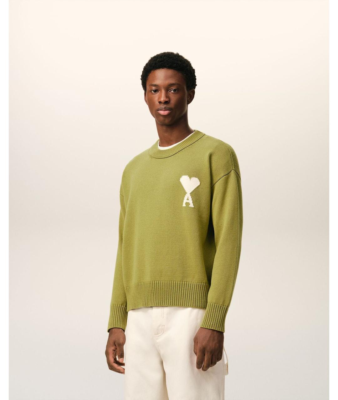 Ami Paris Зеленый шерстяной джемпер / свитер, фото 3