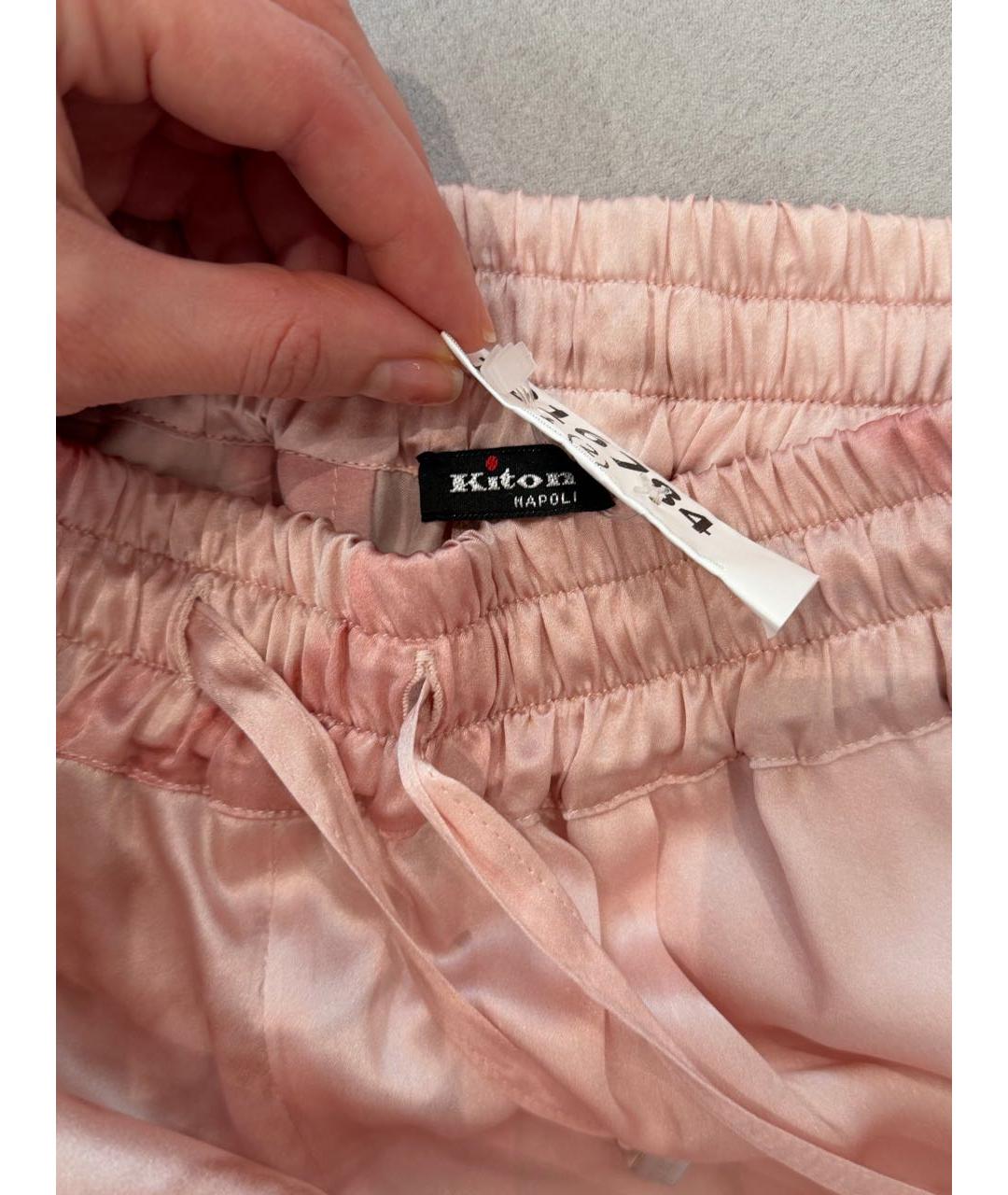 KITON Розовый шелковый костюм с брюками, фото 4