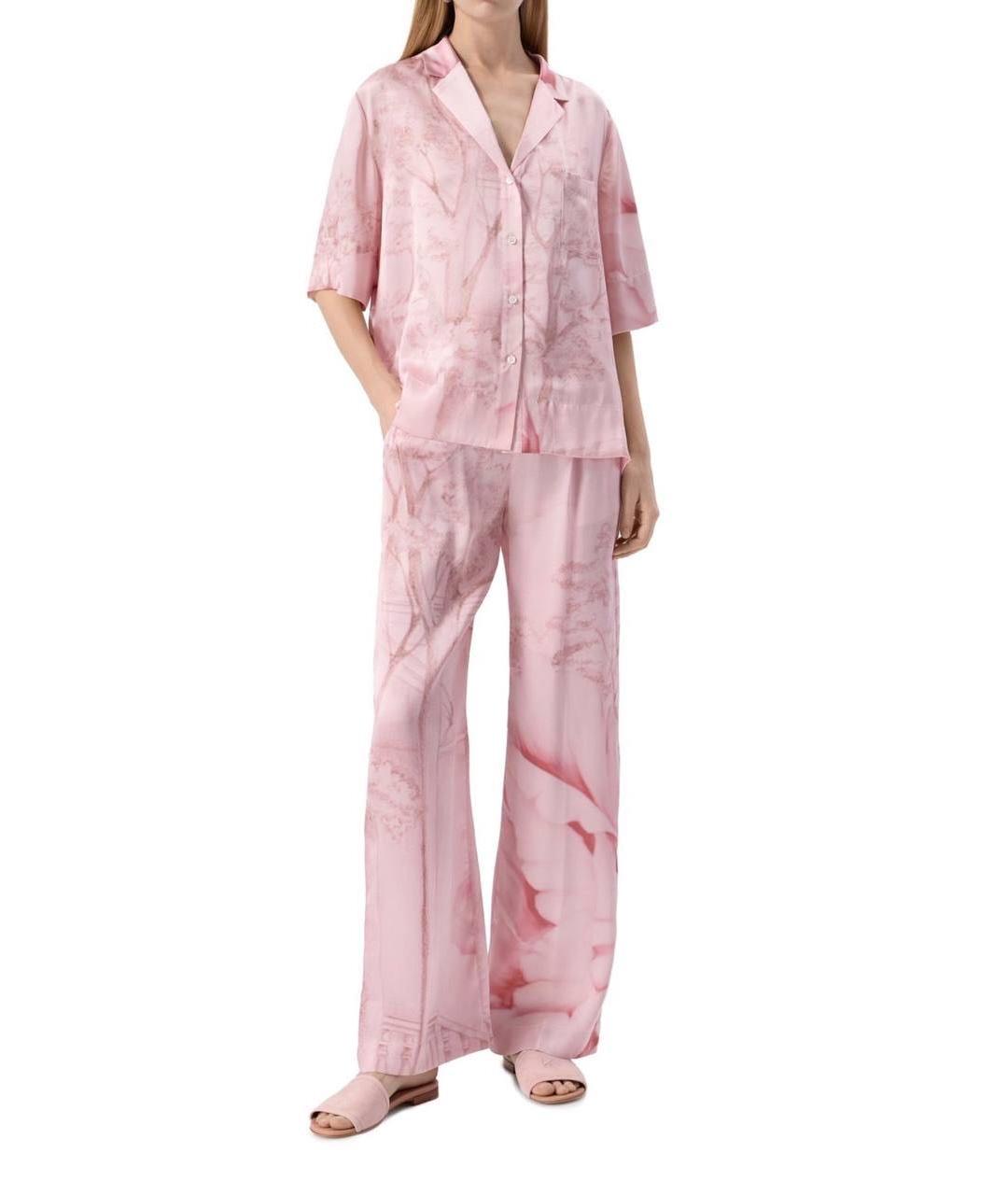 KITON Розовый шелковый костюм с брюками, фото 3