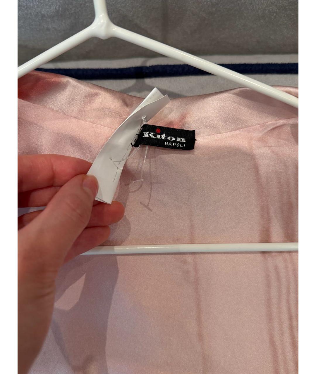 KITON Розовый шелковый костюм с брюками, фото 6