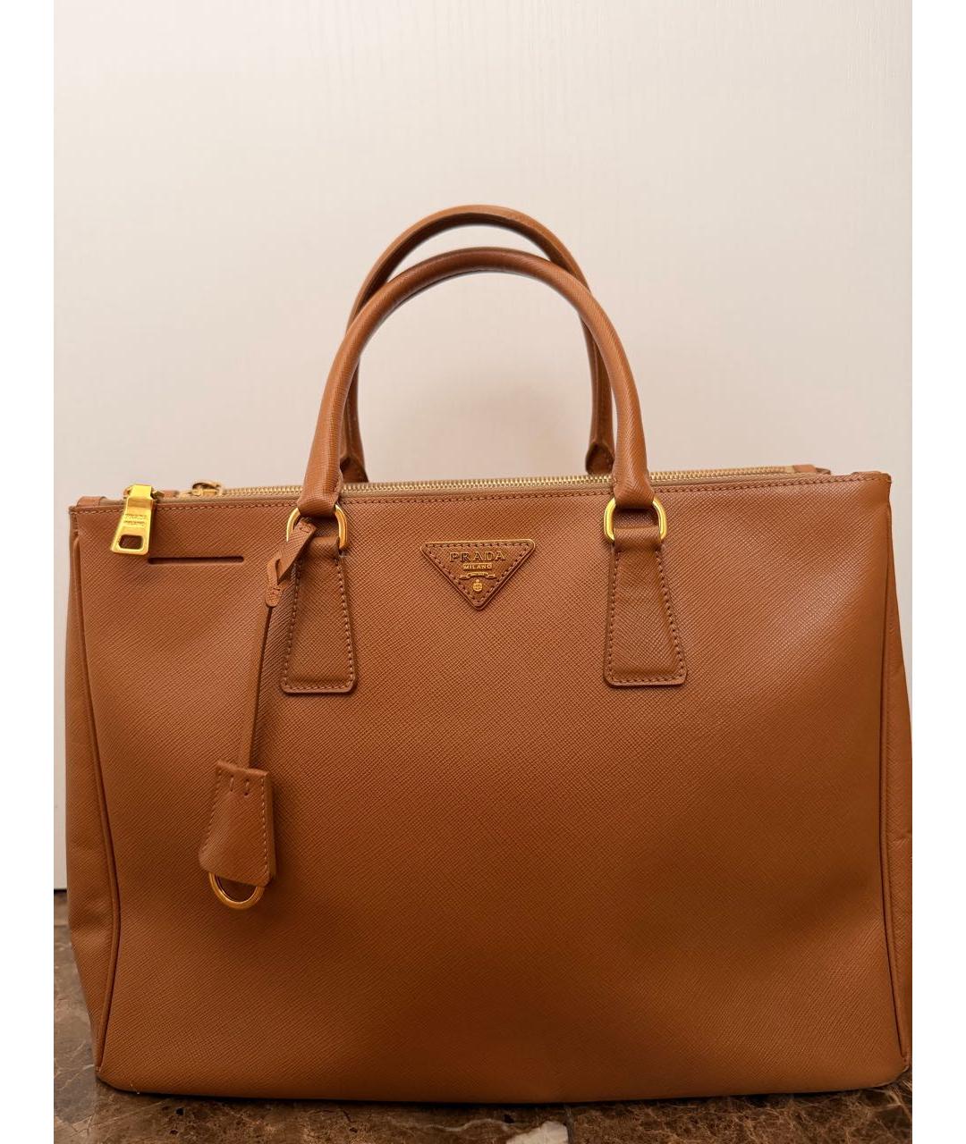 PRADA Коричневая кожаная сумка тоут, фото 5